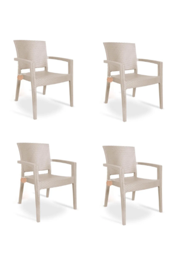 Rattan Sandalye 4 Adet Rattan Victor Kollu Sandalye Koltuk 4'lü Set A plus