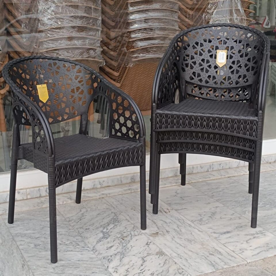 6 Adet Lotus Bahçe Balkon Sandalyesi 6 Adet Rattan Desenli Sandalye Pro 1. Kalite Koltuk Rahatlığı Acı Kahverengi
