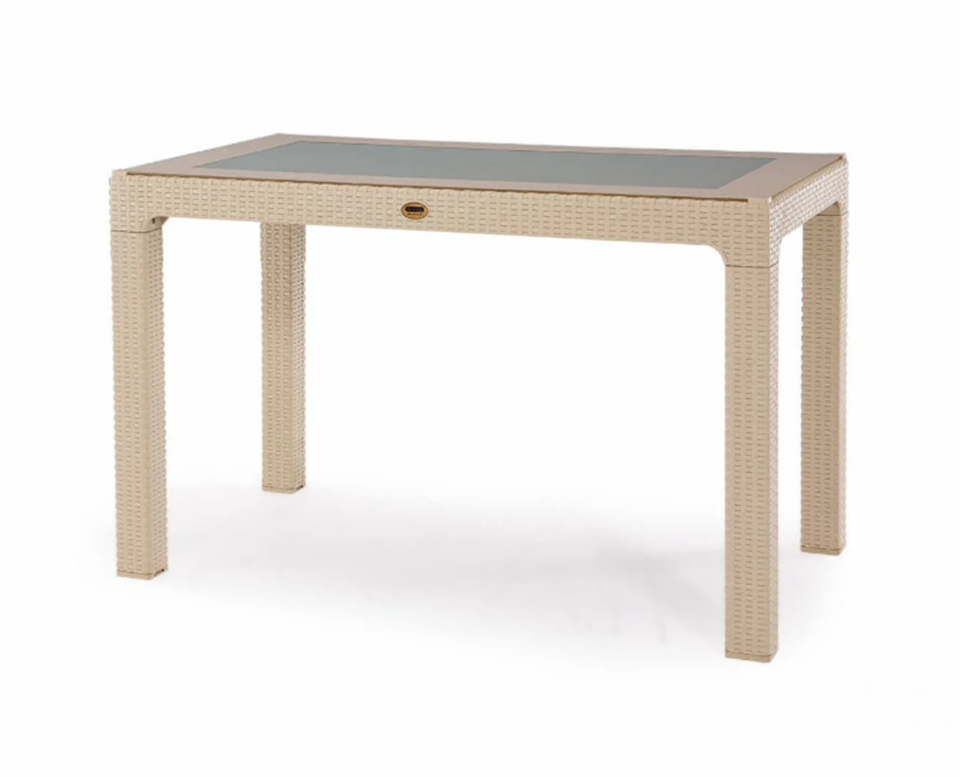 4 Kişilik 70x120 cm Rattan Masa Takımı Camlı Kolsuz Sandalye Bahçe Teras Takımı Oturma Grubu