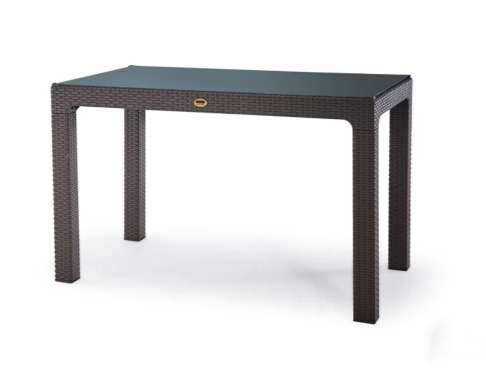 4 Kişilik 70x120 cm Rattan Masa Takımı Camlı Kolsuz Sandalye Bahçe Teras Takımı Oturma Grubu