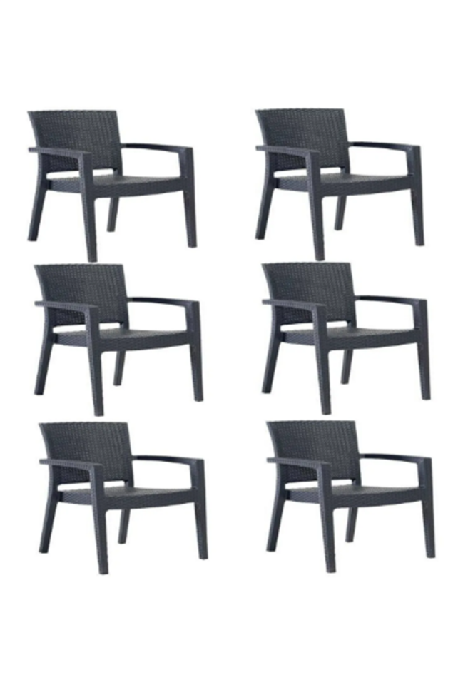 Rattan Sandalye 6 Adet Rattan Victor Kollu Sandalye Koltuk 6'lı Set A plus
