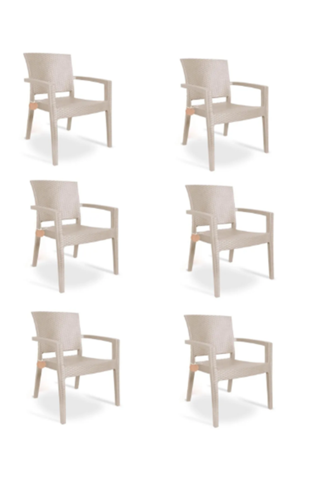Rattan Sandalye 6 Adet Rattan Victor Kollu Sandalye Koltuk 6'lı Set A plus