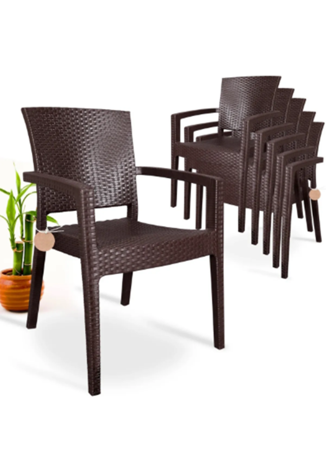 Rattan Sandalye 6 Adet Rattan Victor Kollu Sandalye Koltuk 6'lı Set A plus