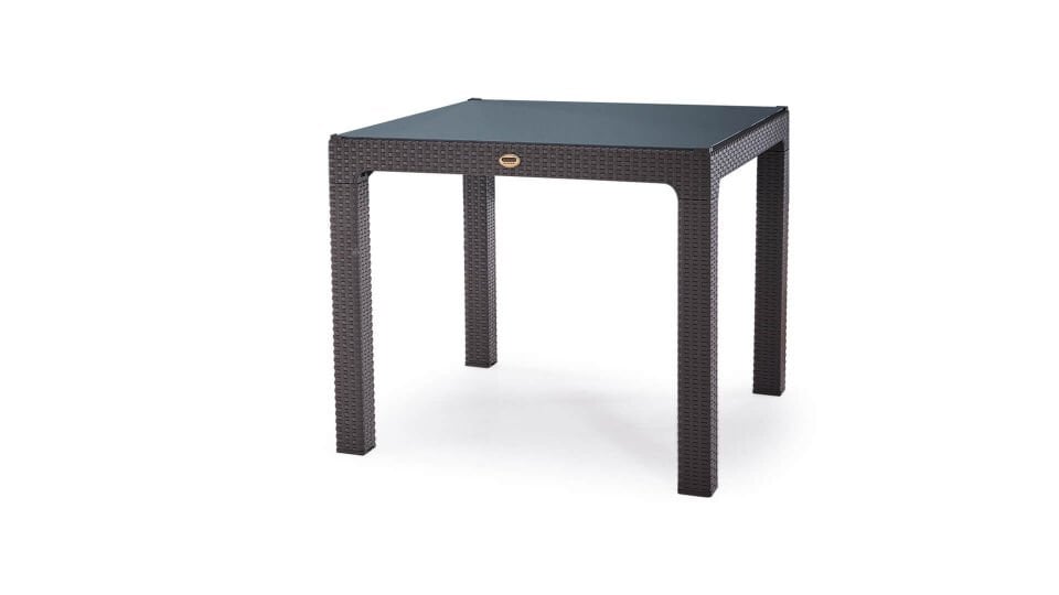 Rattan Camlı Masa Takımı 4 adet Bambu Pro Sandalye 90x90 cm Camlı Masa 4 Kişilik Bahçe Teras Balkon Takımı