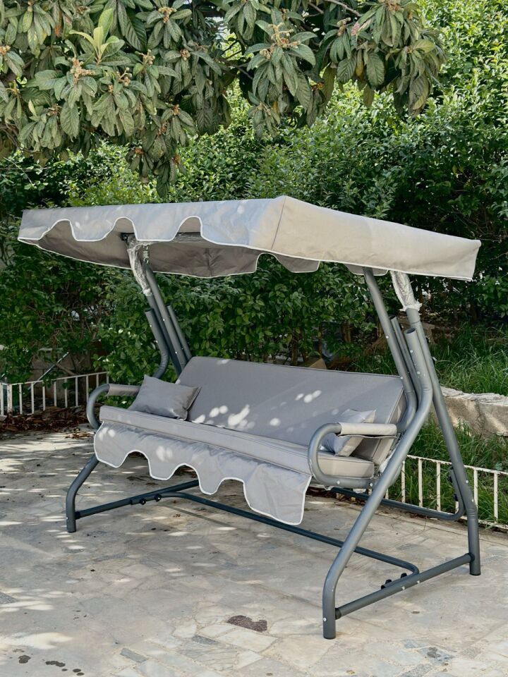 3 Kişilik Zırh Demir Salıncak | Bahçe Balkon Teras Salıncağı