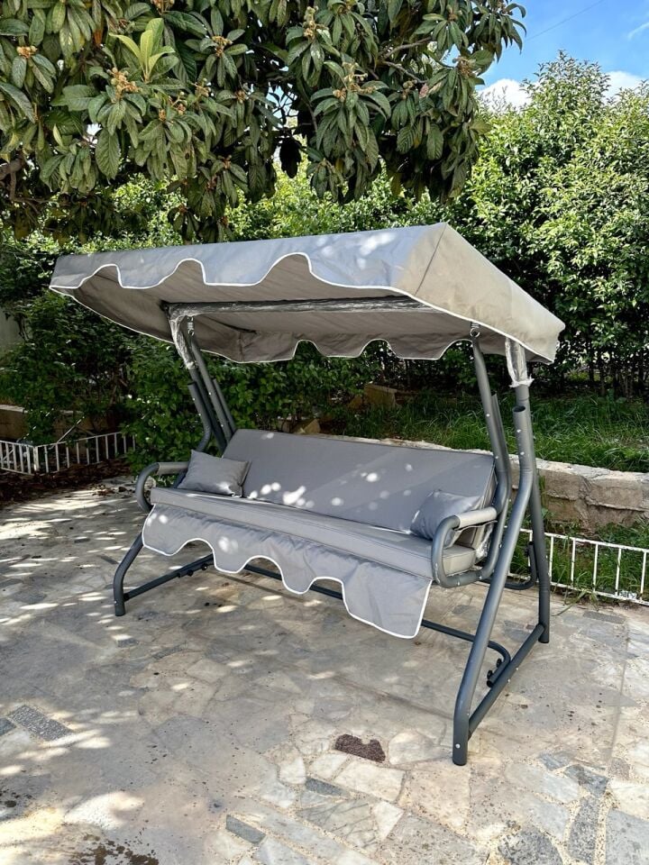 3 Kişilik Zırh Demir Salıncak | Bahçe Balkon Teras Salıncağı