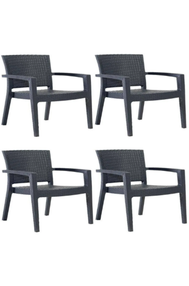 Rattan Sandalye 4 Adet Rattan Victor Kollu Sandalye Koltuk 4'lü Set A plus