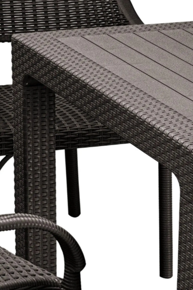 90x90 Rattan Masa Balkon Bahçe Teras Masası Kare Rattan Masa