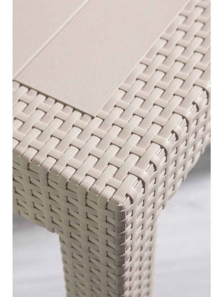 Rattan Masa 70x120 Sabit Masa - Bahçe balkon teras masası 1. Kalite Orta Boy Kapuçino Renk