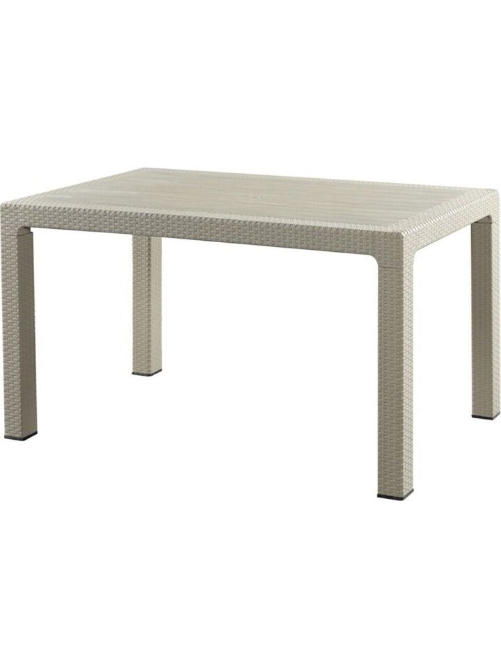 Rattan Masa 70x120 Sabit Masa - Bahçe balkon teras masası 1. Kalite Orta Boy Kapuçino Renk