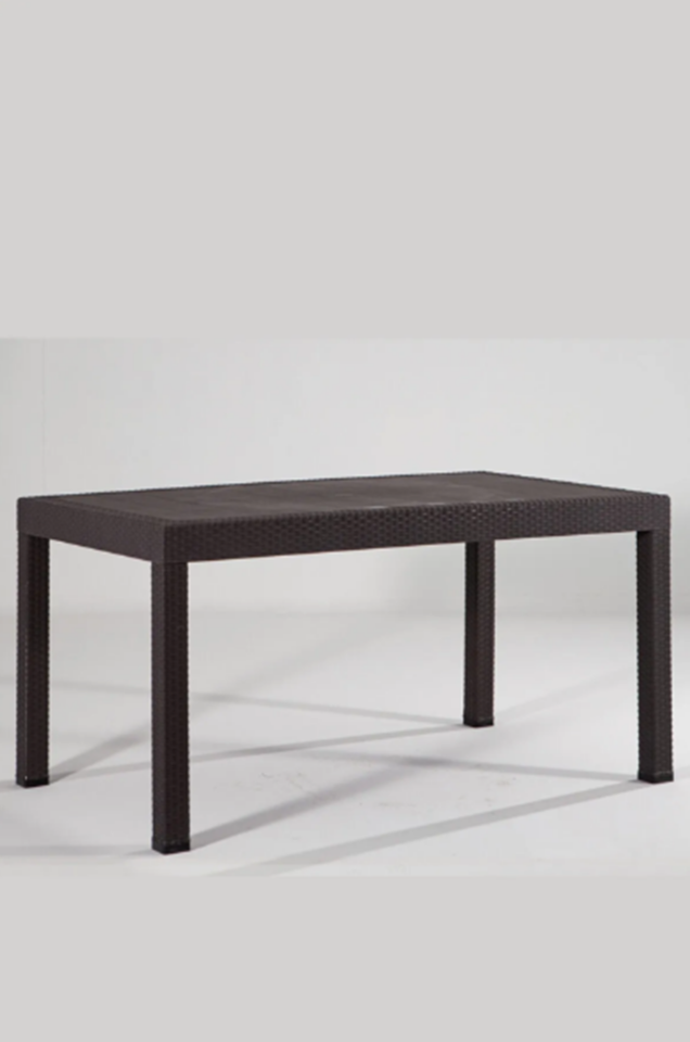 Rattan Masa 70x120 Sabit Masa - Bahçe balkon teras masası 1. Kalite Orta Boy Acı Kahverengi