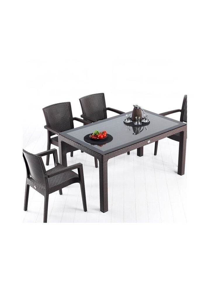 Rattan Bahçe Balkon Masa Takımı 4 Kişilik Victor Koltuk 90x150cm Camlı Set Pro 1. Kalite(Kopya)(Kopya)(Kopya)