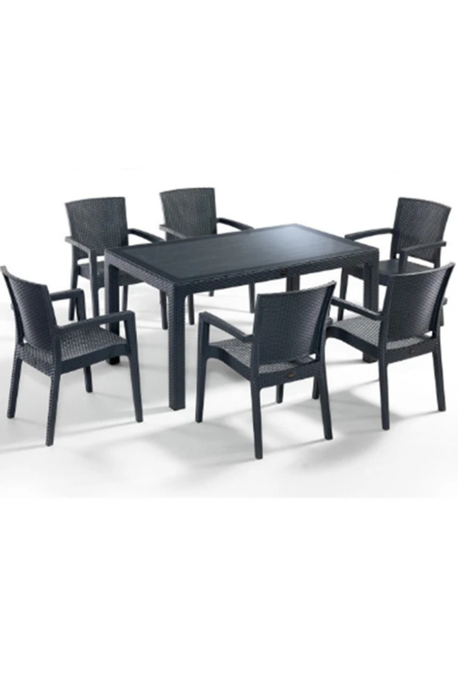 6 Kişilik Rattan Bahçe Balkon Masa Takımı 6 Adet Victor Koltuk 90x150 Camlı Set A Plus Large(Kopya)(Kopya)