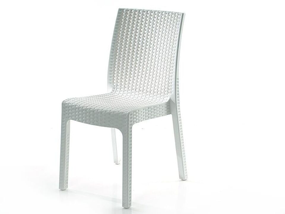 90x90 cm Rattan 4 Kişilik Kare Masa seti Kolsuz Sandalye Bahçe Teras Takımı Oturma Grubu Beyaz Renk