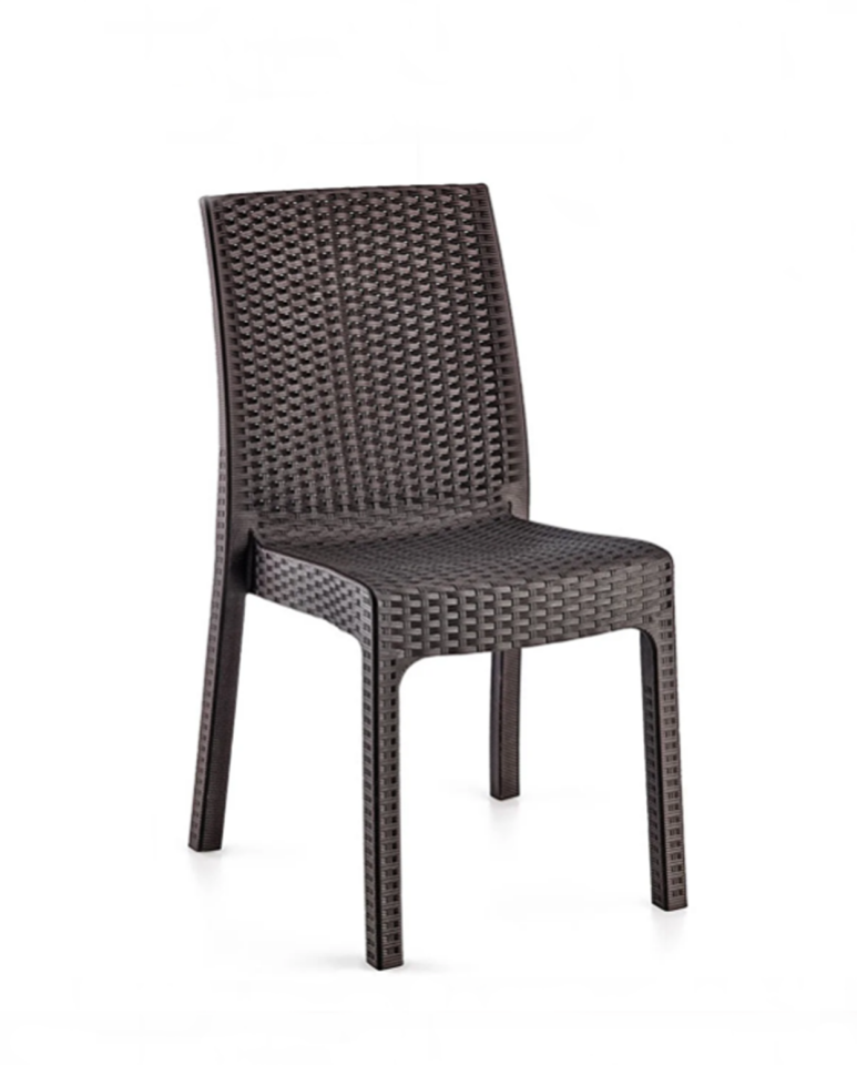 70x120 cm Rattan 4 Kişilik Masa seti Kolsuz Sandalye Bahçe Teras Takımı Camsız Oturma Grubu Acı Kahverengi