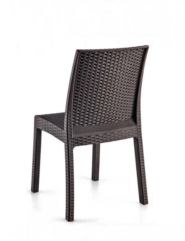 70x120 cm Rattan 4 Kişilik Masa seti Kolsuz Sandalye Bahçe Teras Takımı Camsız Oturma Grubu Acı Kahverengi