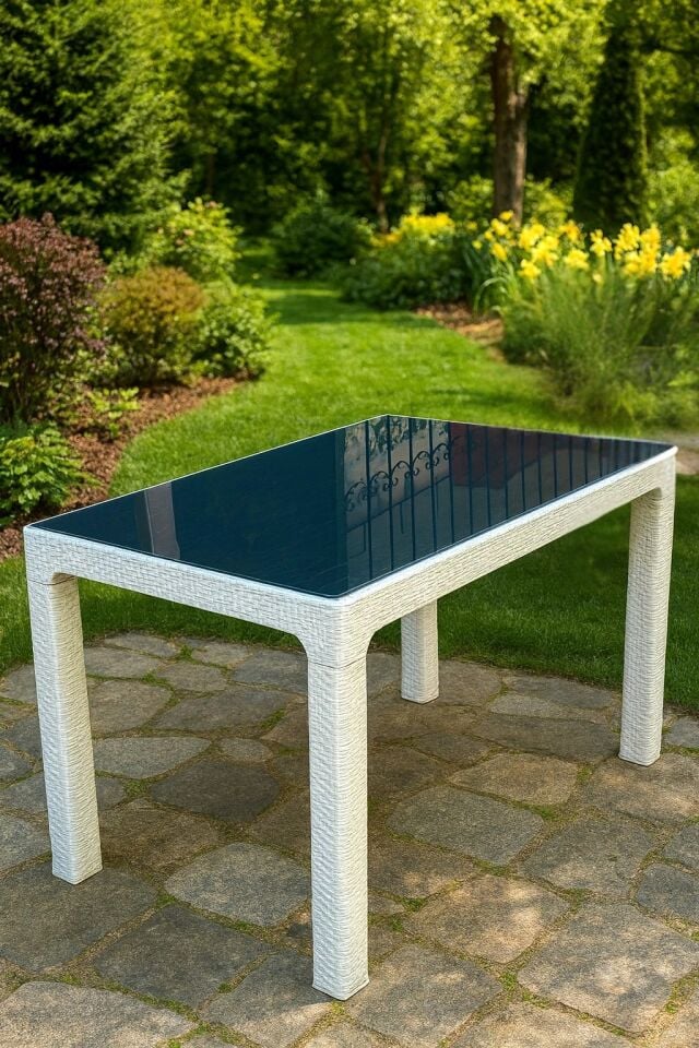 Lotus 4 Kişilik Sandalye Rattan Bahçe Balkon Masa Takımı 70x120 cm Camlı Masa Pro 1.Kalite