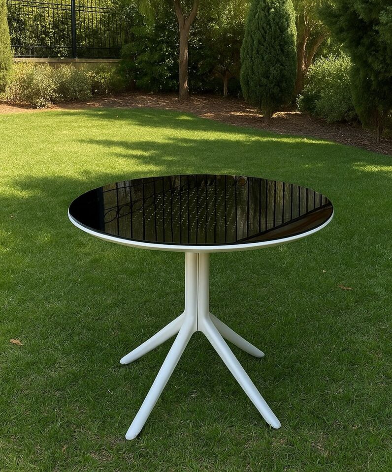 Maria Lotus Yuvarlak Masa Takımı 90x90 cm Camlı masa 4 kişilik Masa Seti