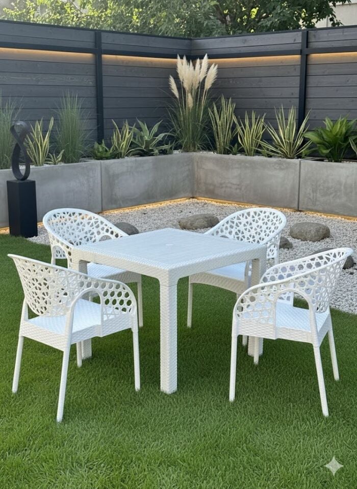 Lotus Kare Masa Takımı 90x90 masa 4 kişilik Masa Seti