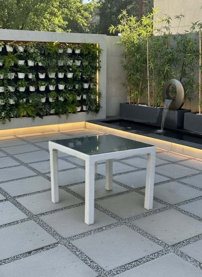 Lotus Kare Masa Takımı 90x90 cm camlı masa 4 kişilik Masa Seti