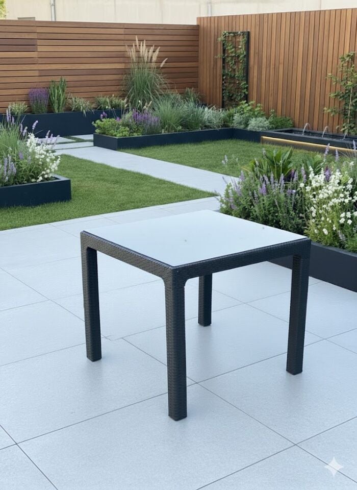 Lotus Kare Masa Takımı 90x90 cm camlı masa 4 kişilik Masa Seti