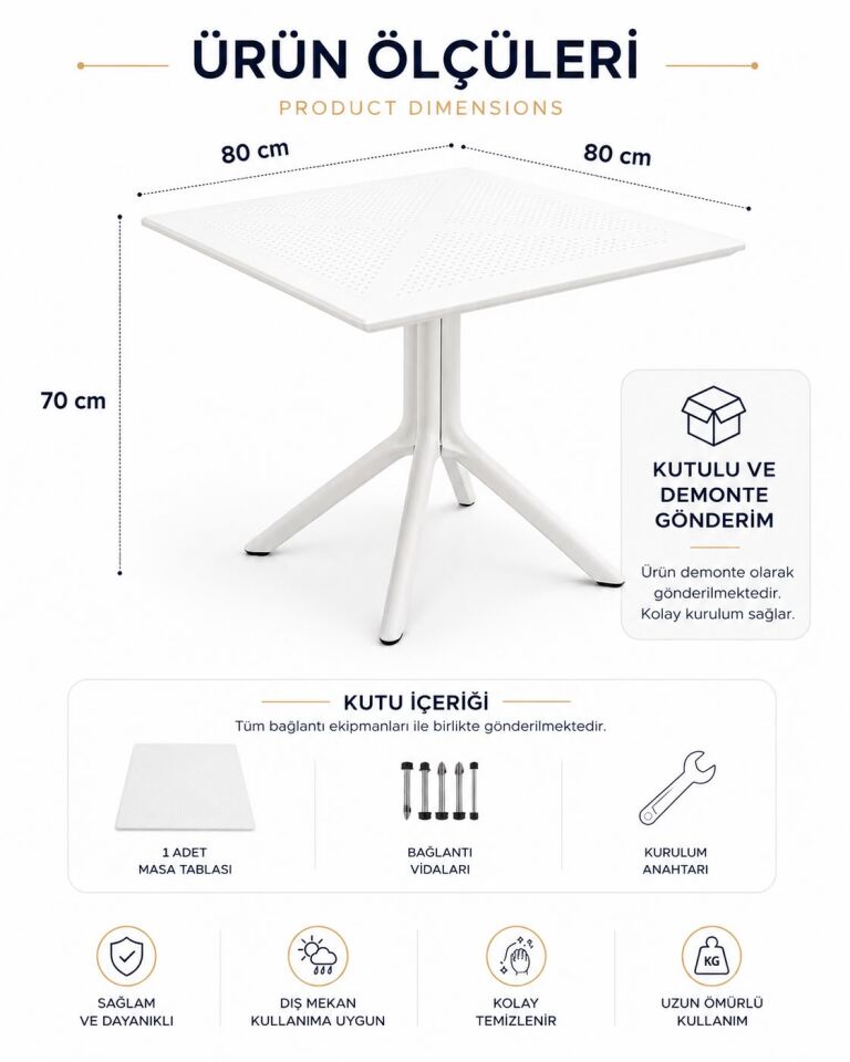4 Kişilik Rattan Görünümlü Balkon Bahçe Masa Sandalye Takımı 80x80 cm masa | Gizli Demir Şaseli