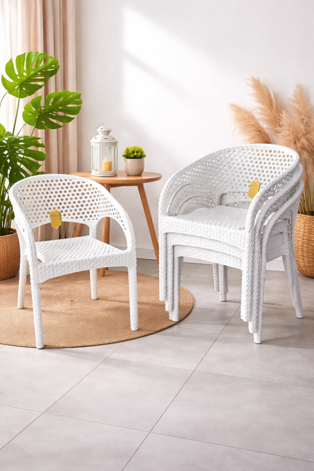 4 Kişilik Rattan Görünümlü Balkon Bahçe Masa Sandalye Takımı 80x80 cm masa | Gizli Demir Şaseli