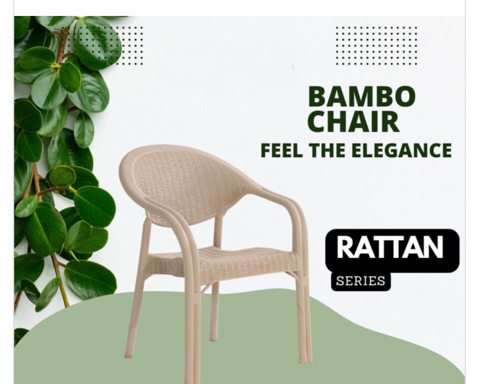Adet Bambu Pro Çift Ayak Rattan Desenli Kollu Sandalye Koltuk 6’lı Set 1. Kalite Kapuçino(Bej)